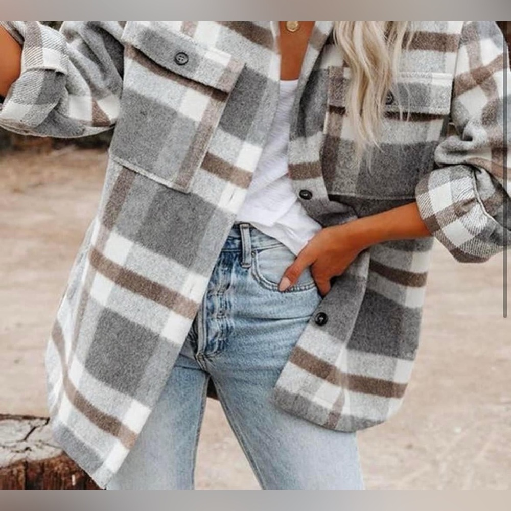 Gray plaid shacket
